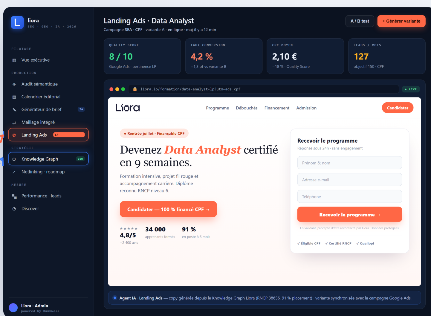 Dashboard levier commun